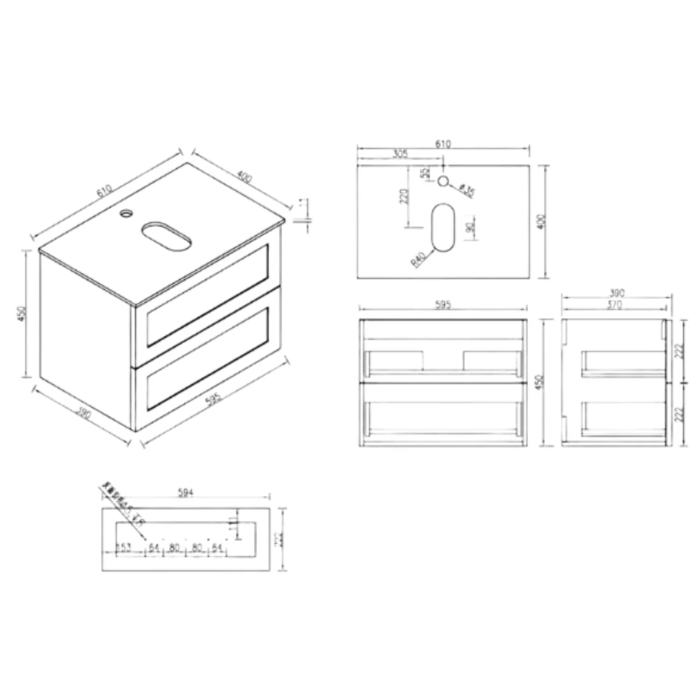 Bakewell Midnight Shadow Vanity Unit & Basin - Image 6