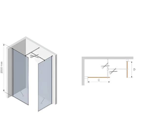 Black T-Connecter for Wet Room Panels - Image 4