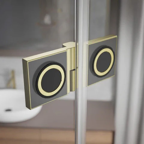 Essenza Pro Brushed Gold PTJ Pentagon Shower Enclosure - Image 5