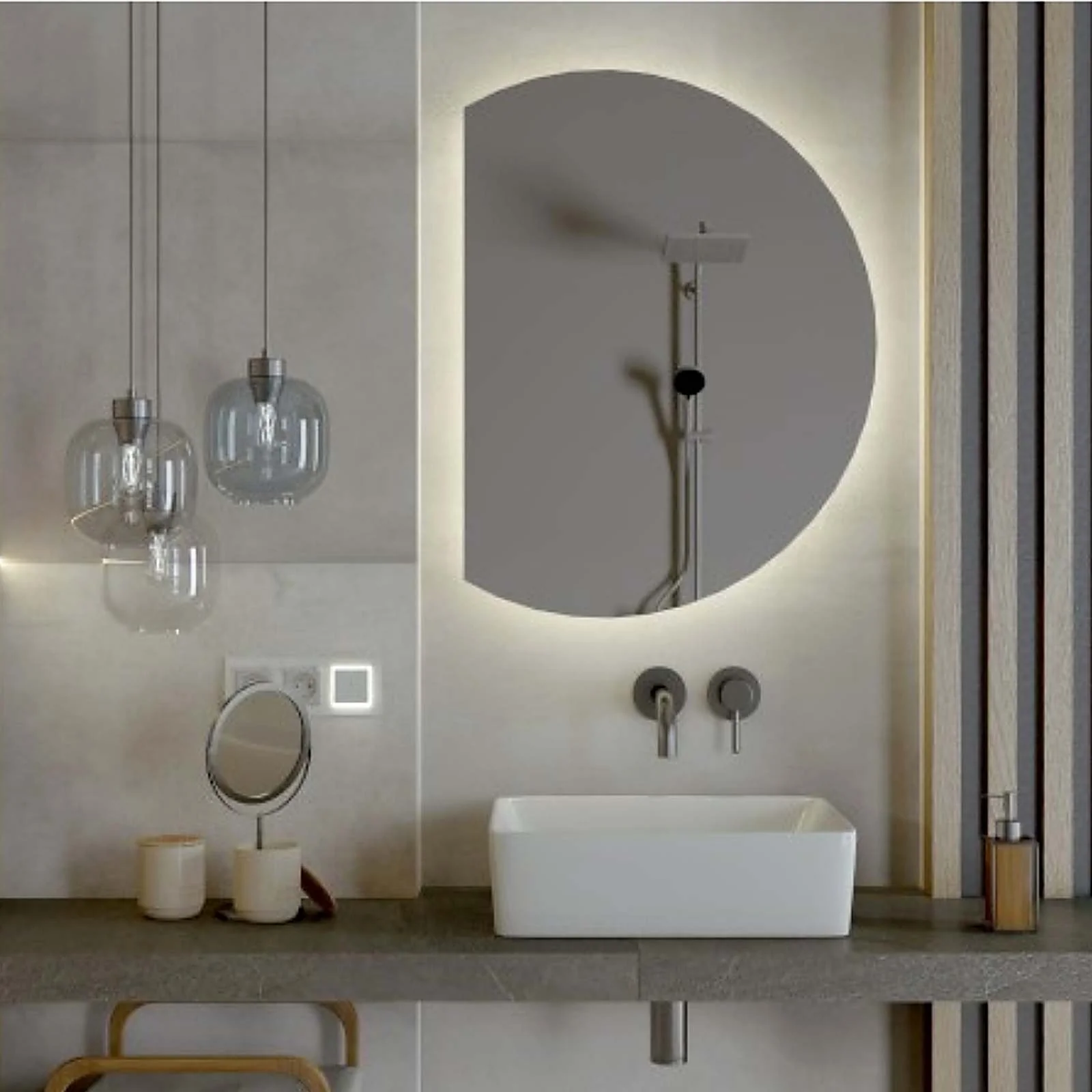Laso 80x60cm Oval LED Bathroom Mirror with Bevelled Edge - Image 2
