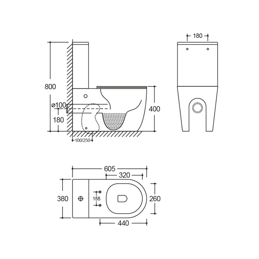 Nova Black Close Coupled Toilet - Image 3