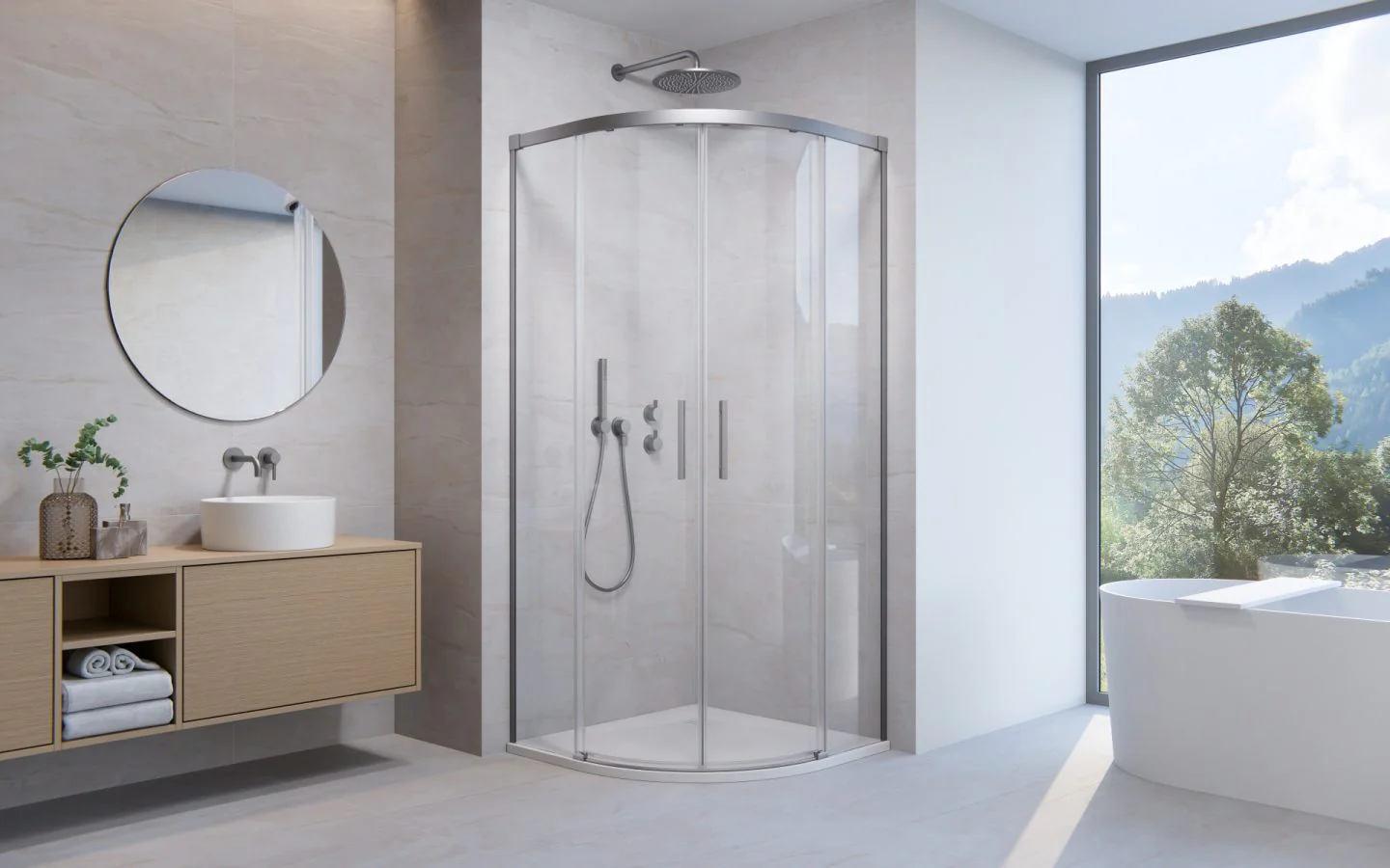 Radaway Idea 6 PDD Quadrant Shower Enclosure (Brushed) - Image 6