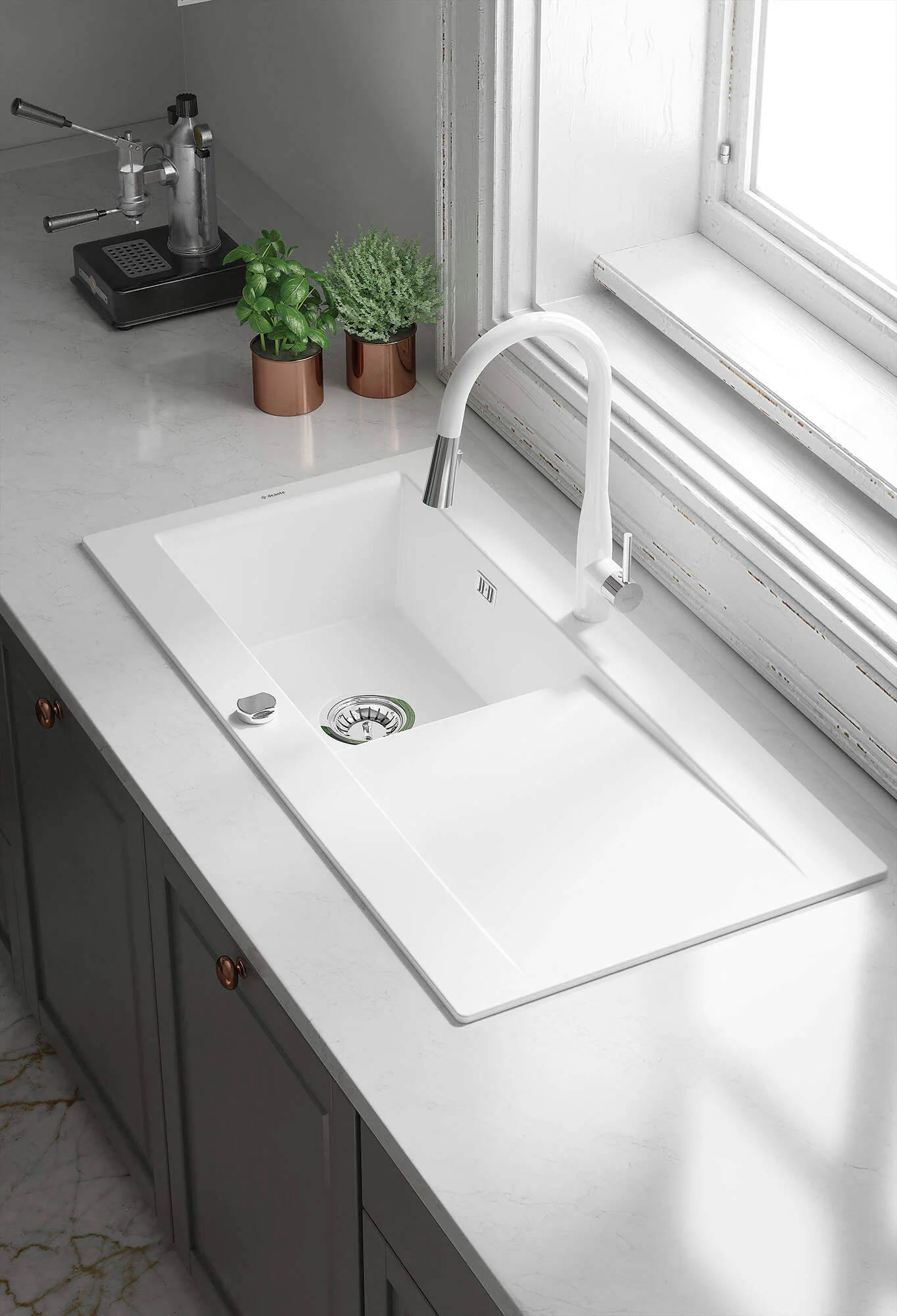 Sabor Ceramic sink 1-bowl with drainer - Image 6