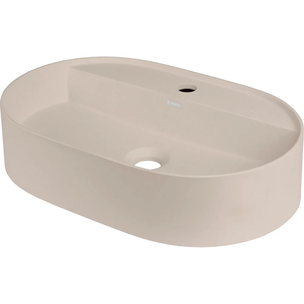 Silia Granite washbasin, countertop, with tap shelf - oval - 550x350mm