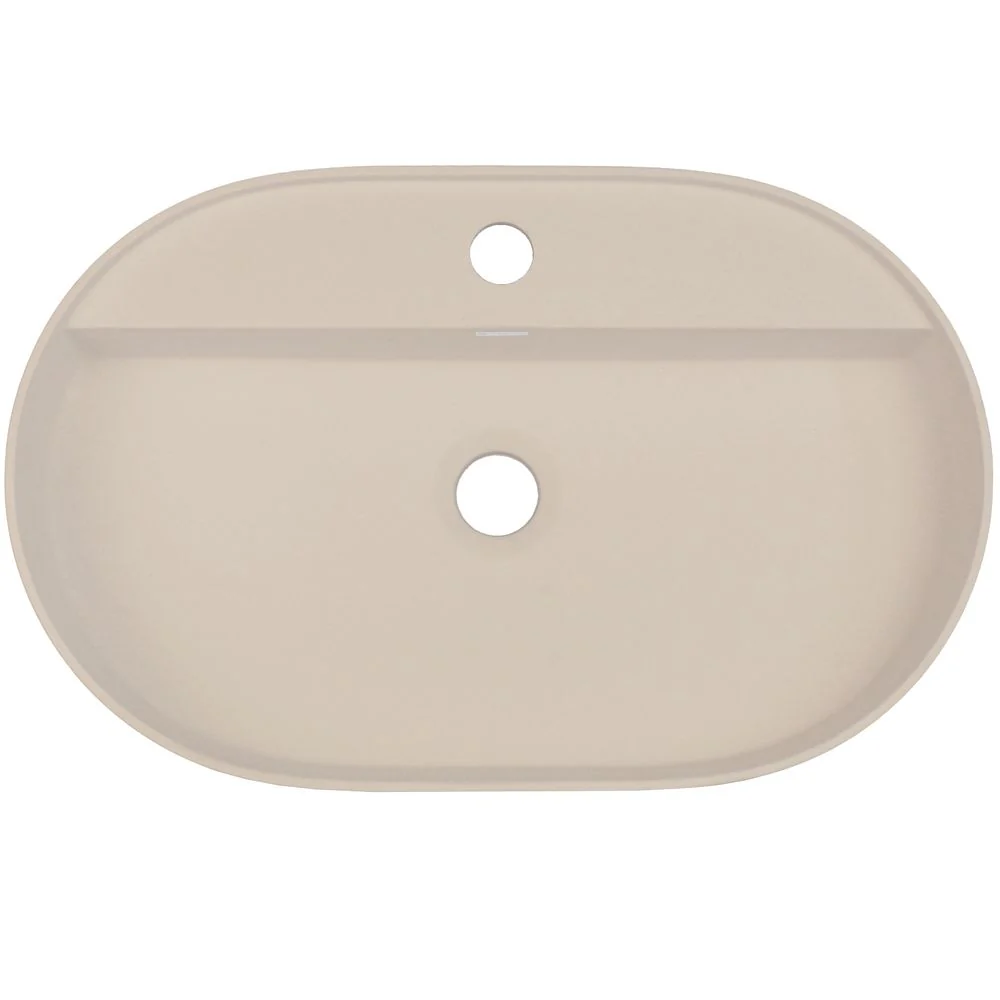 Silia Granite washbasin, countertop, with tap shelf - oval - 550x350mm - Image 2