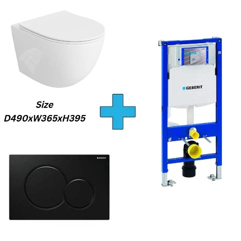Cassiopeia Wall Hung Toilet with Geberit Sigma 112cm Installation Frame and Concealed Cistern - Image 4