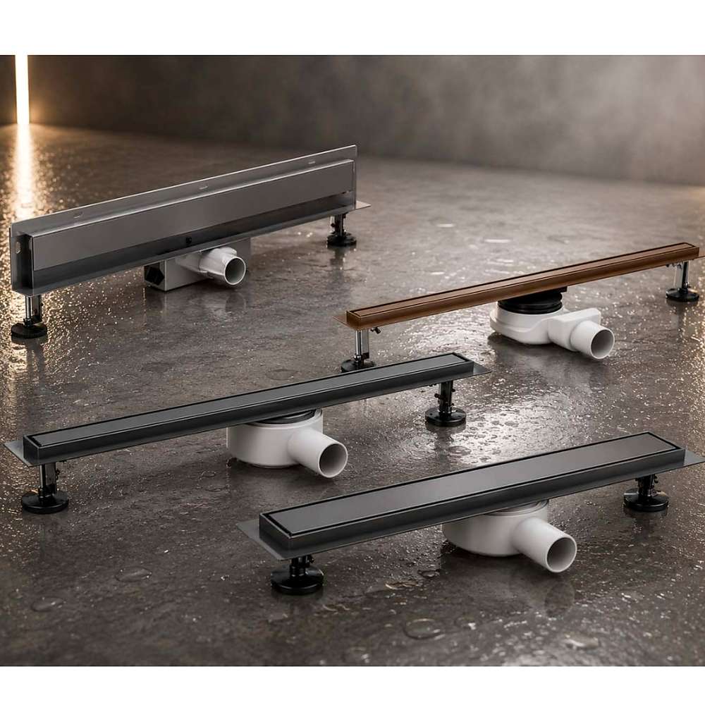 Slim Linear Shower Drain - Brushed Gunmetal - Image 2
