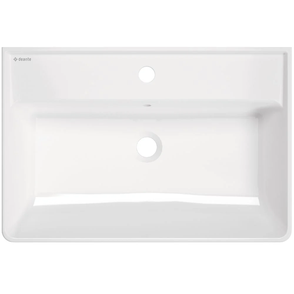 Temisto Ceramic washbasin, countertop/wall-mounted, with tap shelf - 61x41 cm - 610x410mm