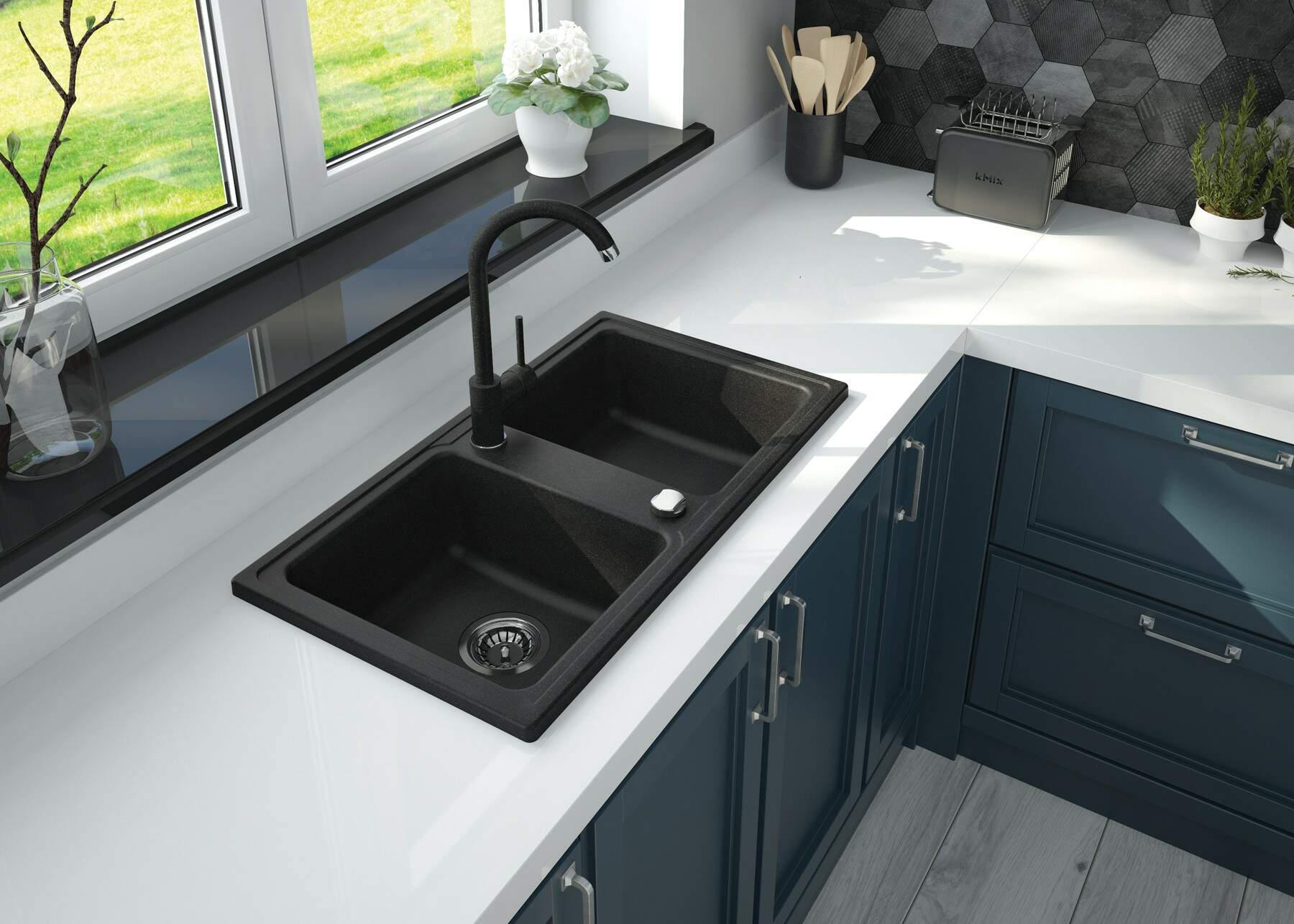 Zorba Granite sink 2-bowl - Image 3